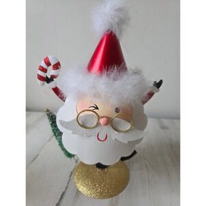 Vintage‎ pier 1 glitter metal Santa candy cane tree sparkle feather